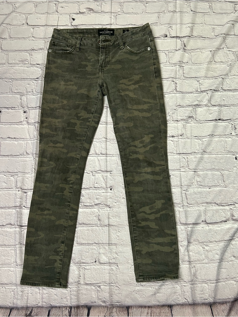 Lucky Brand Women's Olive Camo Skinny Jeans